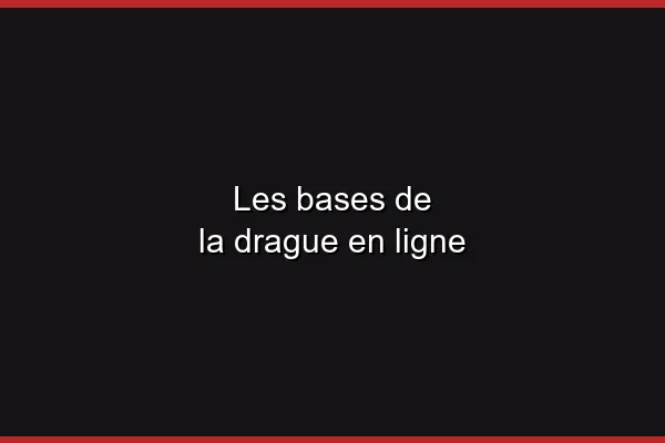 Les bases de la drague en ligne