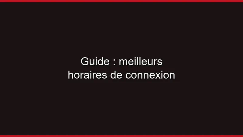 Guide : meilleurs horaires de connexion